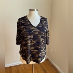 3X (fits like 2X) New camouflage top with 3/4 sleeves. Very comfortable.